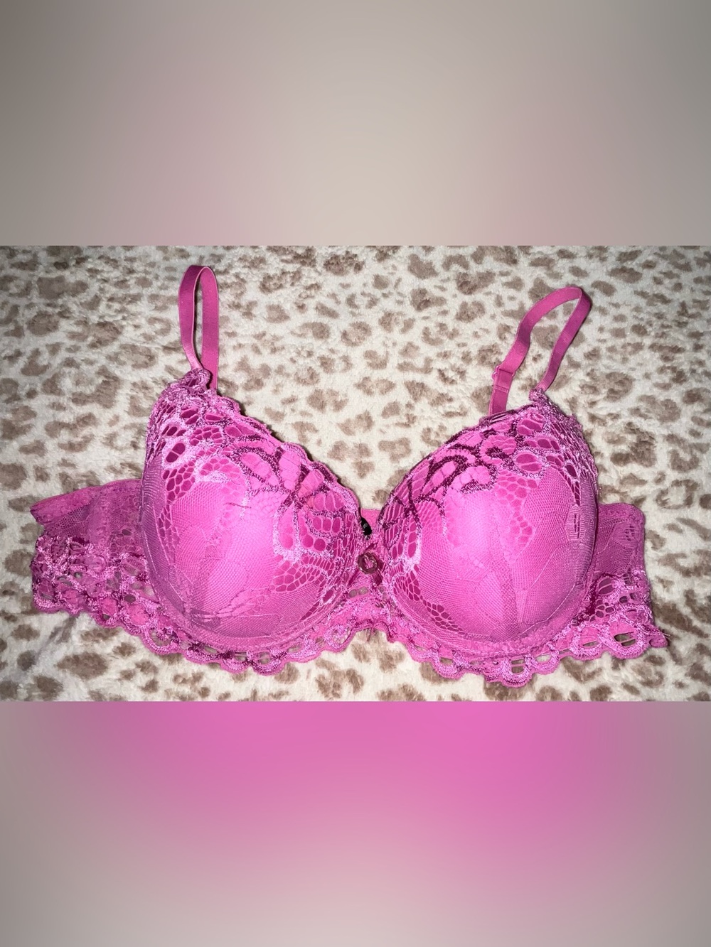 XOXO Hot Pink Lace Underwire Push-Up Bra